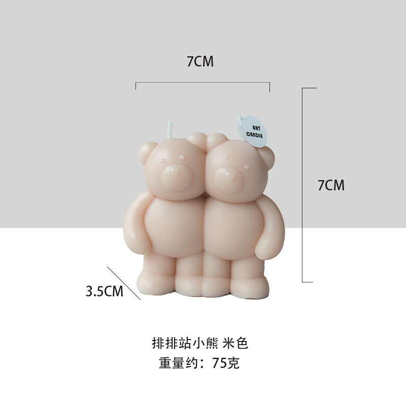 Venta caliente dos velas en forma de oso lindo ins decoración cumpleaños regalo de dibujos animados animal creativo interesante
