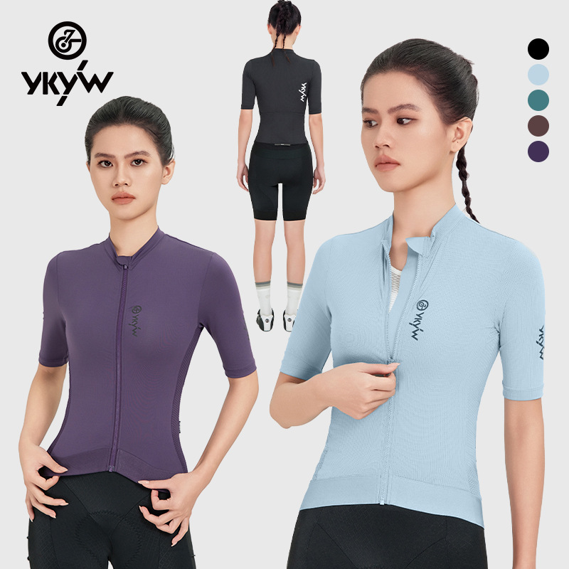 YKYW2025 Spring and Summer Riding Clothing Women's Top Breathable Sweat-wicking Bicycle Clothing Mountain Bike Solid Color Riding Short Sleeve