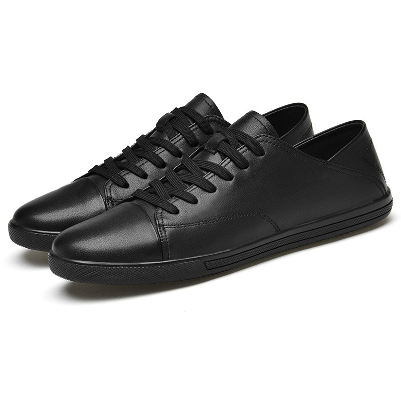 Leather summer breathable universal white sneakers flat for students