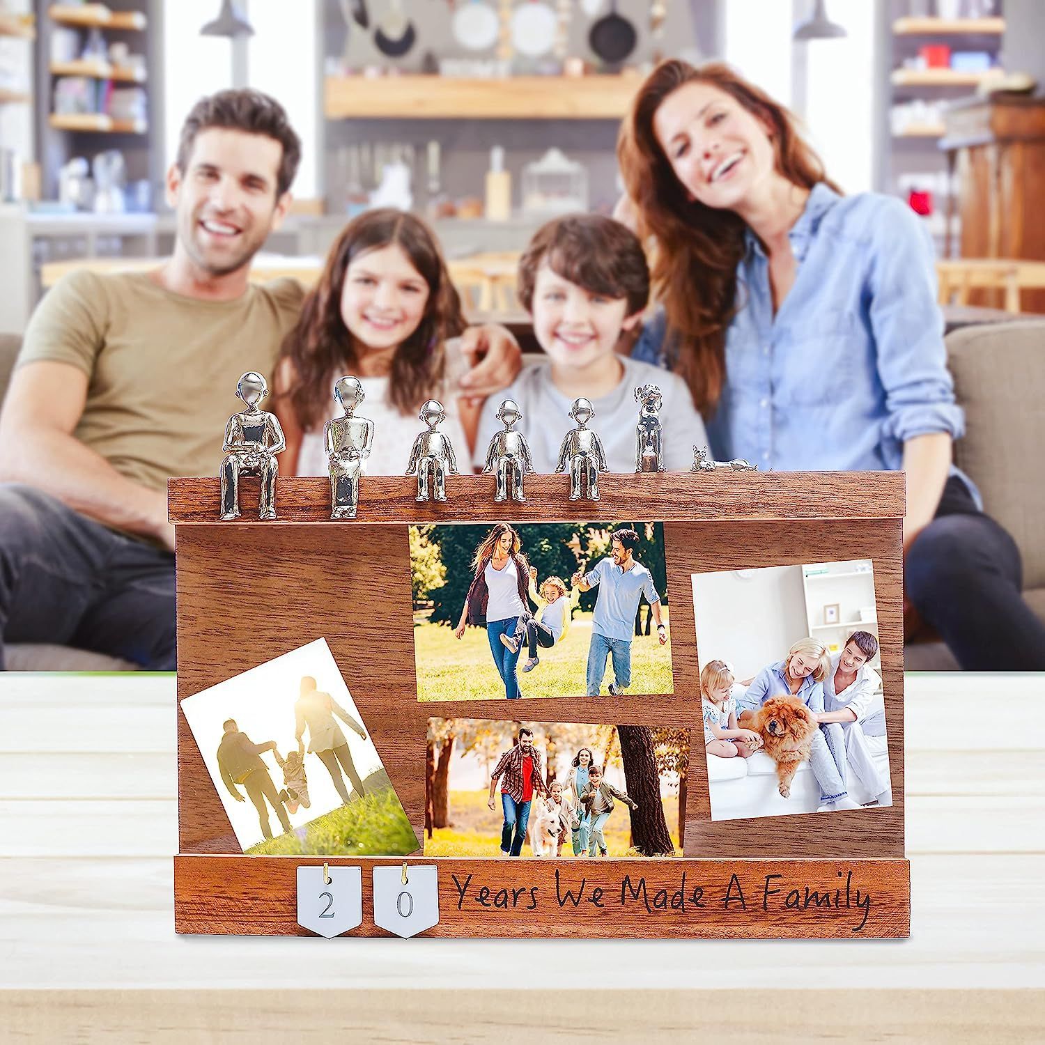 Familia creativa nuevo amor de madera sinuoso Marco de Fotos decoración marco de fotos conmemorativo colgante de pared marco de fotos de madera decoración colgante