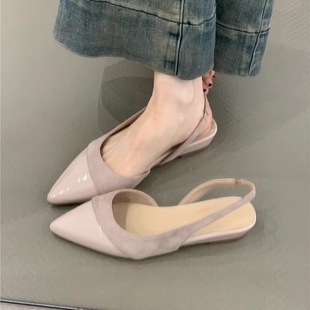 Gentle Fairy Wedge Shoes 2025 New French Elegant Suede Pointed Shallow Mouth Empty Commuter Shoes