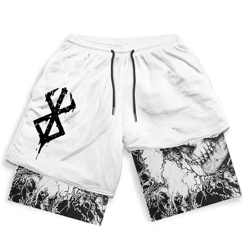 Men's drawstring shorts, two fake pieces_voghion.com