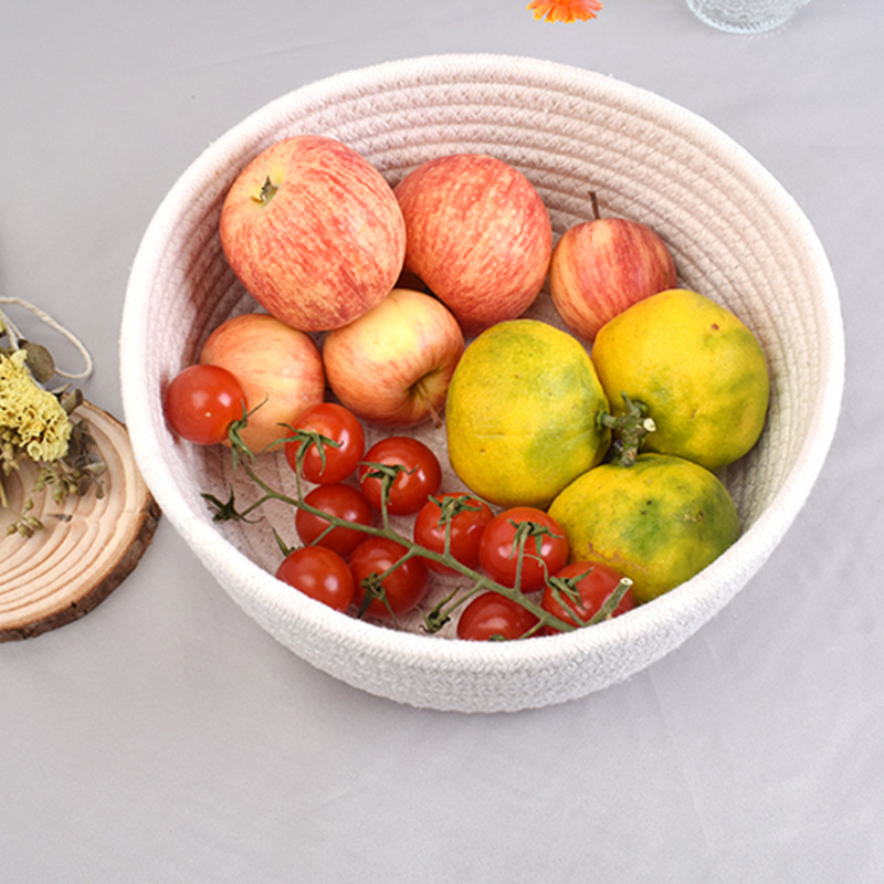 Cesta de almacenamiento de escritorio hecha a mano cesta tejida de noche escritorio merienda cesta clave cosméticos mesa de café cesta de almacenamiento