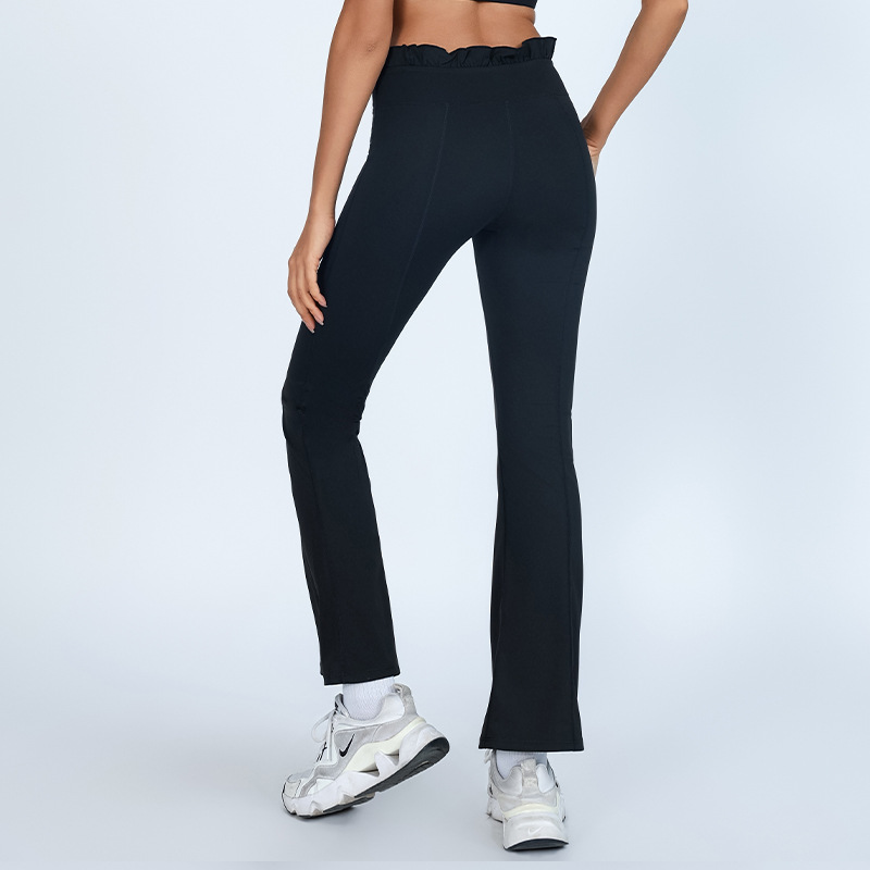 Pantalones de acondicionamiento deportivo de mujer de hoja de loto cintura alta elevación de cadera elástica apretada entrenamiento de baile de secado rápido pantalones de microescalado