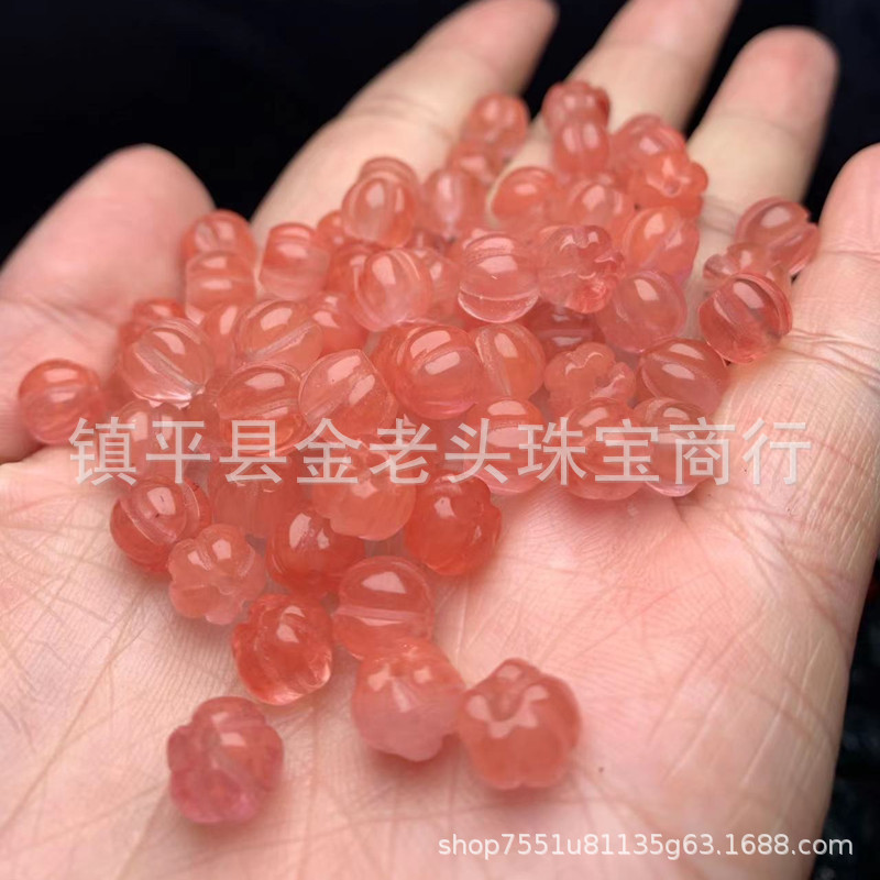 Strawberry Crystal pumpkin beads Jade loose beads diy quartz rock jade jewelry accessories bracelet necklace beads
