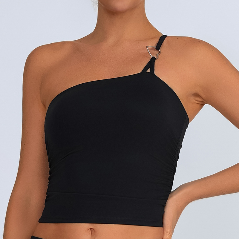 Europa y Estados Unidos comercio exterior transfronterizo nuevo chaleco deportivo de acondicionamiento físico mujer con almohadilla de pecho un hombro ropa de yoga de pecho