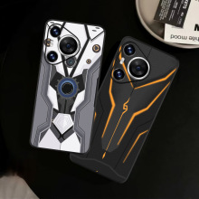 适用华为Pura80Ultra手机壳P60Art皮纹70Pro个性炫酷机甲线条纹潮