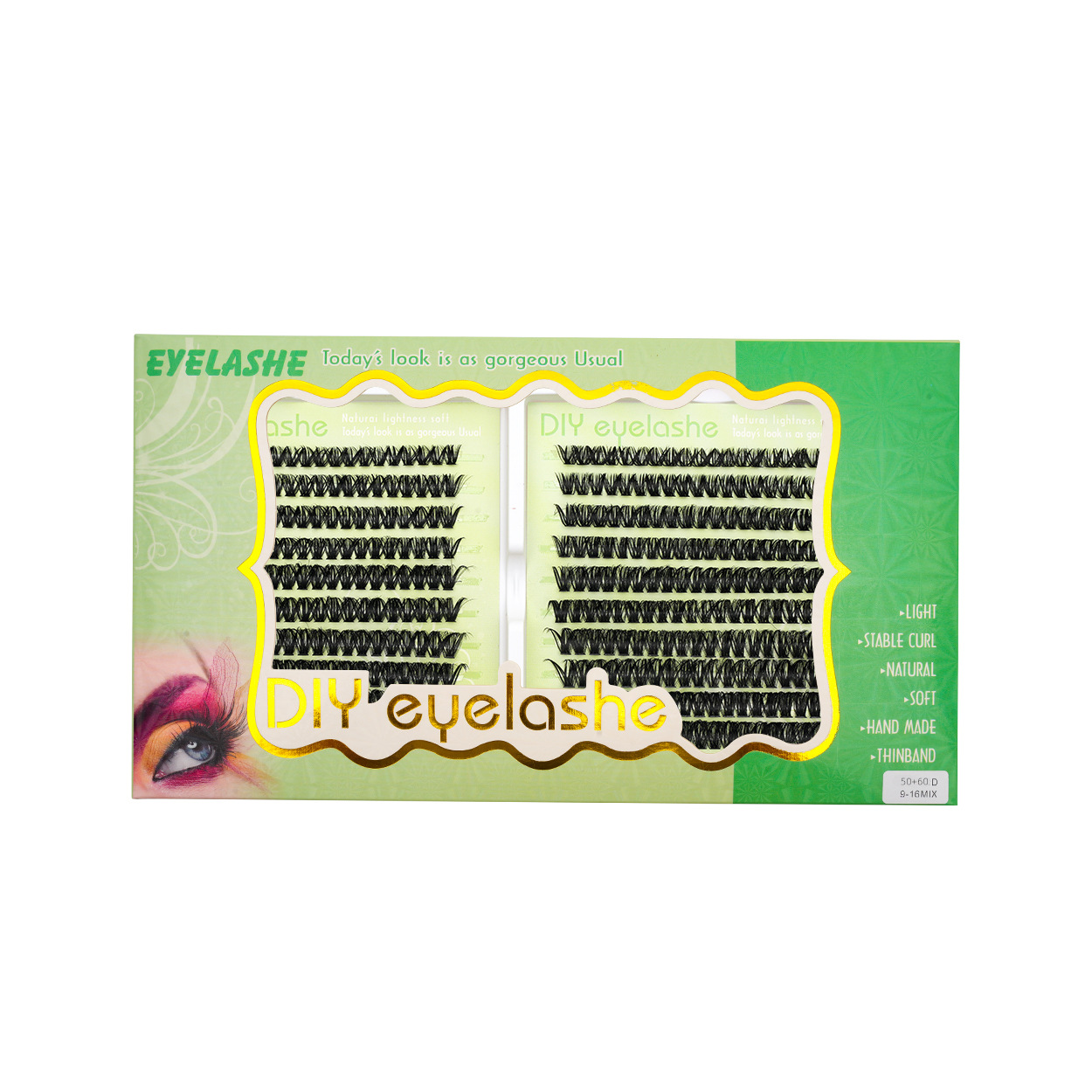 DIY transfronterizo pestañas falsas 4 piezas juego de pegamento de liberación de pestañas 304050P60P80P100P 20 filas lotes de comercio exterior