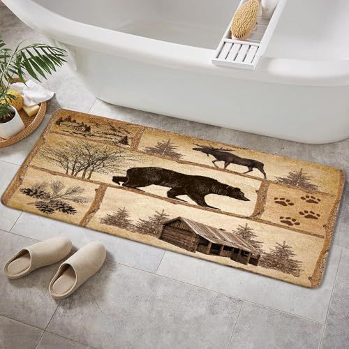 Alfombra de baño retro estadounidense transfronteriza absorción de agua de alta calidad alfombra de franela alfombra de suelo de ducha antisucia