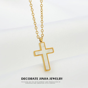 Cross-Border Titanium Steel Cross Necklace Pendant for Women, Versatile Niche Clavicle Chain, High-End, Light Luxury, Non-Fading, Women's Summer