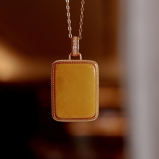 Natural Old Wax Plain Pendant S925 Sterling Silver Inlaid with Beeswax Amber Jewelry, Simple and High-End, Tiktok Supply