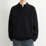 2026秋季青少年宽松圆领长袖针织衫运动风格腈纶面料透气厚款，男装针织衫/毛衣，星座614