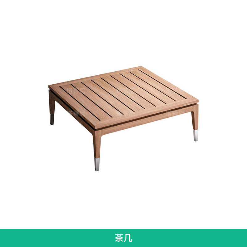 Sofá de exterior para patio, villa, muebles de ocio de teca anticorrosión, jardín al aire libre, hotel, impermeable, protección solar, sofá de madera maciza image 10