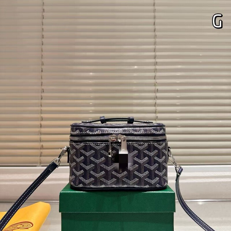 Dog Tooth Goyard European and American Printed Cowhide Zipper Cosmetic Bag Large Capacity Fashionable Shoulder Crossbody Handheld Evening Bag