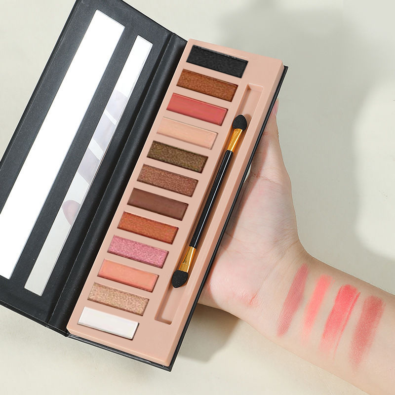 Cross-Border Beauty Makeup European and American Popular 12-Color Smoky Matte Pearlescent Long-Lasting Non-Smudged Earth Color Beginners Waterproof