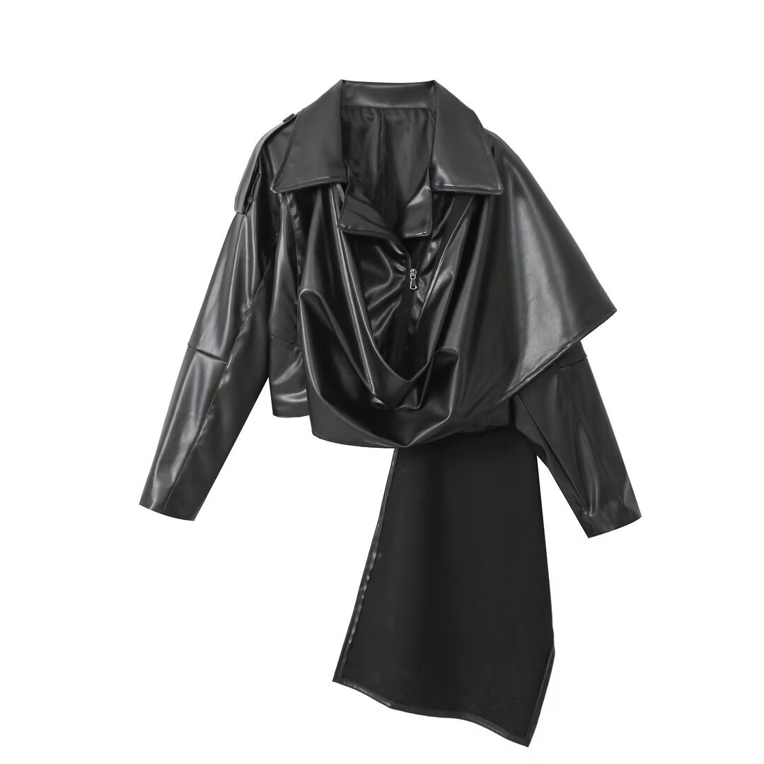 Cross-border e-commerce 2024 spring new women's clothing wholesale fashion design short leather coat A374