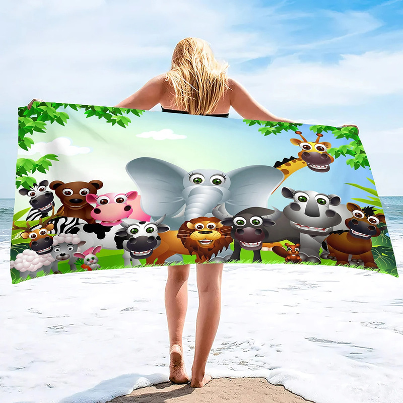 Funny Zoo Beach Towel Sport Towel Microfiber Quick Dry Swimming Blanket Yoga Fitness Bath Towel
