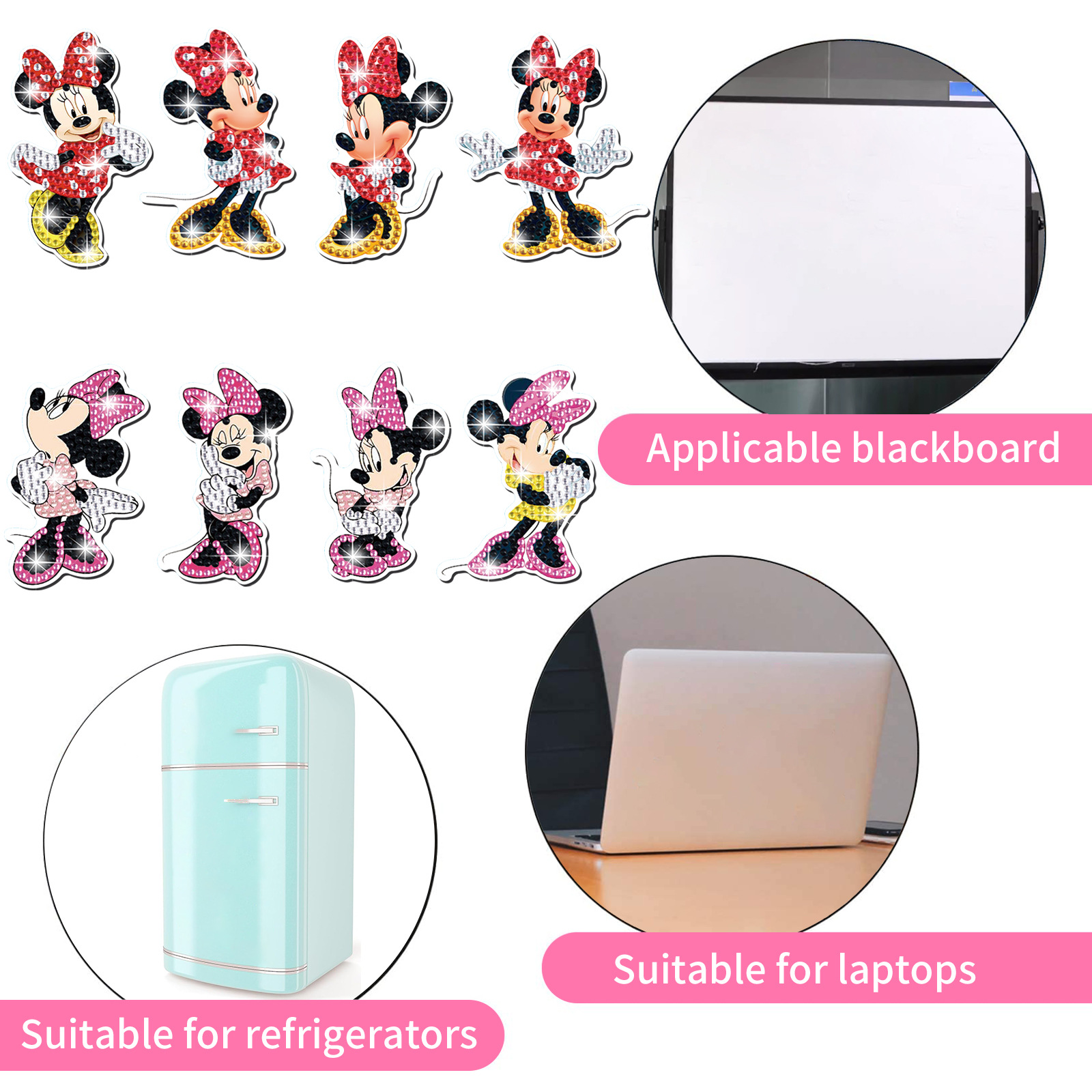 Transfronterizo Minnie ratón magnetismo dibujo de diamante pegatinas de refrigerador para niños DIY creativo mampostería pegatinas juguetes al por mayor