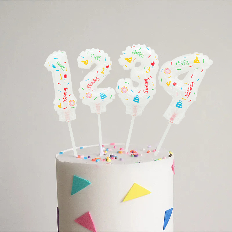 Venta directa de fábrica Mini clip de película de aluminio digital globo pastel decoración de cumpleaños accesorios fotográficos globo vela globo