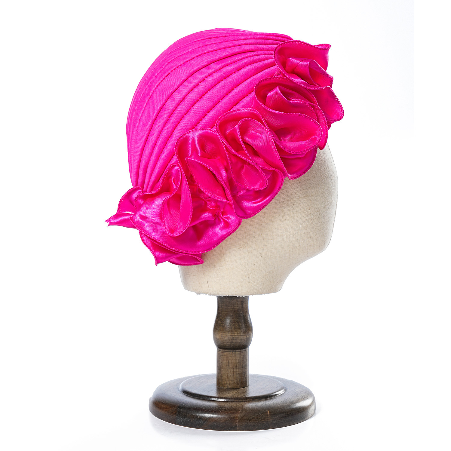 Cappello musulmano Cappello con fascia decorativa a fiori a fila laterale Cappello con fascia elastica plissettata Cappello etnico con fascia antivento_voghion.com