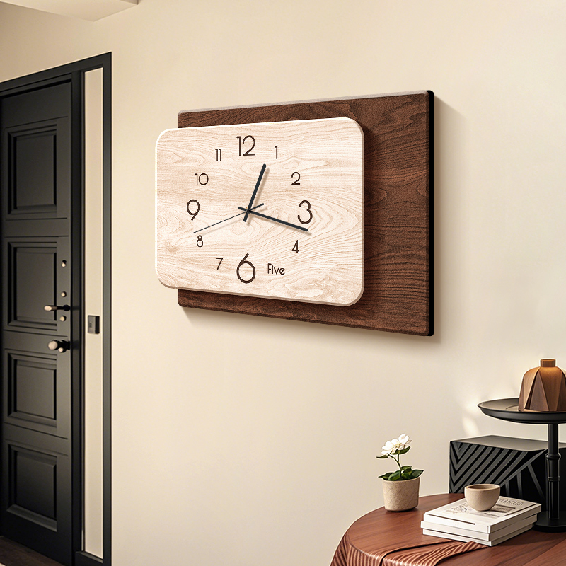 ✅中古风创意挂钟客厅2025新款电视背景钟表装饰画小众艺术家用壁