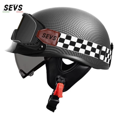 Motosiklet kaskı (dəbilqə) – certified retro motorcycle helmet for - yacarbon-tea-mirror-mig-large-frame-goggles-m