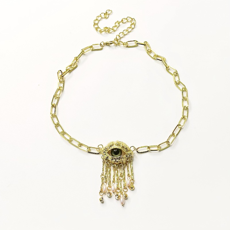 Alloy Material Vacation Classic Style Solid Color Alloy Paperclip Chain Pendant Necklaces Wholesale