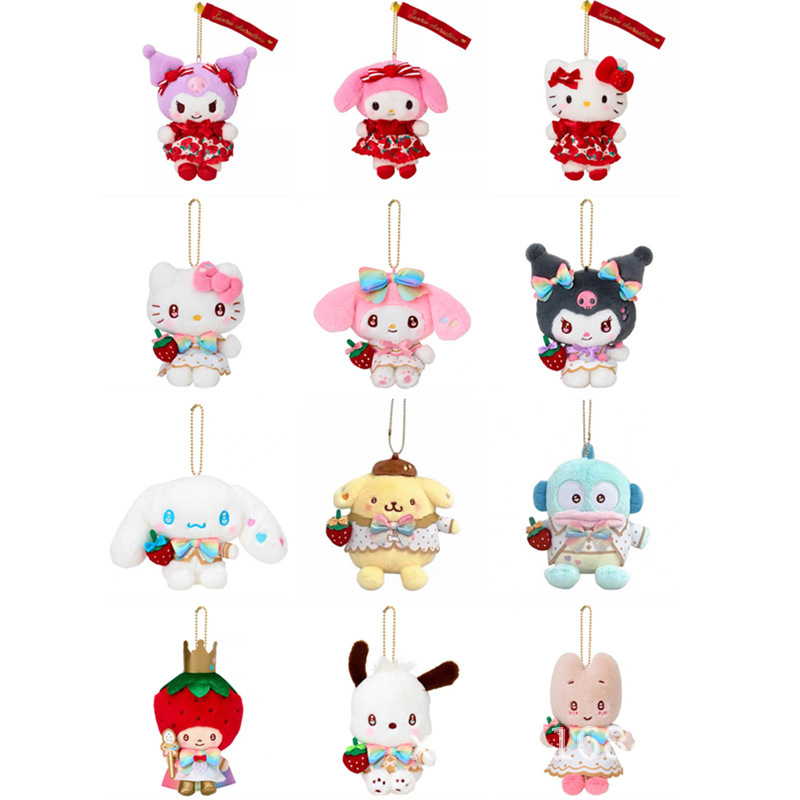 Cute Cartoon Strawberry News Kuromi Cinnamoroll My Melody Strawberry Prince Plush Pendant Doll Toy