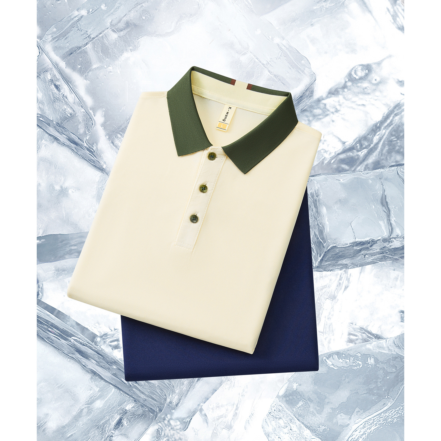 (datos de archivo en stock) 2025 primavera y verano nuevo 190 gramos 100% fibra de iones de hielo polo camiseta corta para hombres