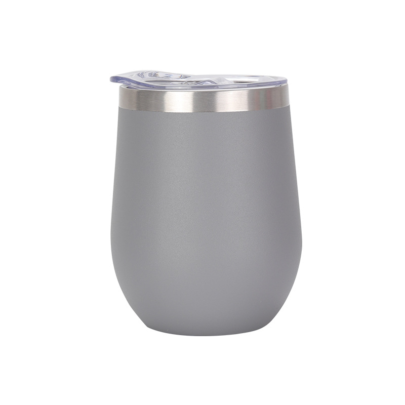 Taza de huevo transfronteriza de 12oz taza de vino tinto creativo taza de hielo en forma de U taza de cáscara de huevo rociada de acero inoxidable al vacío de doble capa personalizada