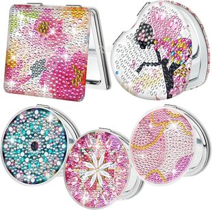 5d Diamond painting mirror sea landscape makeup mirror folding small mirror handmade brick diy double-sided sticking Diamond in stock
