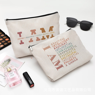 Letter printing cosmetic bag waterproof cotton linen zipper bag cosmetic jewelry travel toiletries storage bag