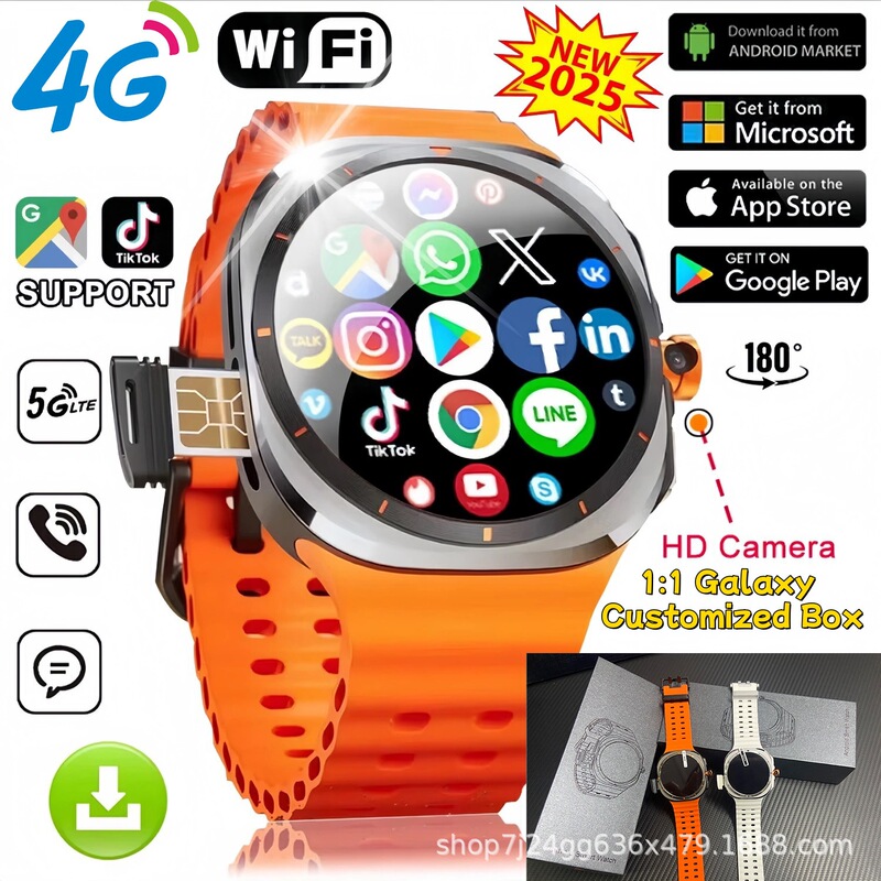 Popular Foreign Trade Product U8 Ultra Global Communication Gps Compass 4g Card-Insertable Android Watch Amoled