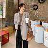 Real shot Cuff Breasted Easy Show thin design A button Korean Versatile senior Small suit loose coat
