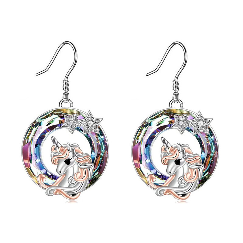 Yunjin nuevo europeo y americano caliente-venta colorido kirin cristal colgante árbol de la vida collar unicornio
