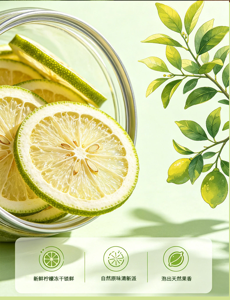Freeze Dried Lemon Slices Xiang Shui Ning Meng 50g Jar Seedless No Bitterness Cold Brew Herbal Tea specifications