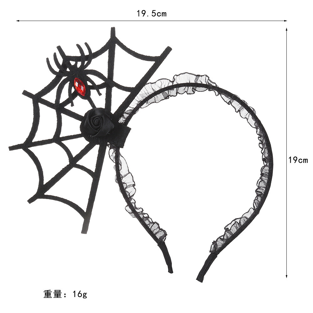 Halloween tela de araña tema de cabello negro tela de araña cabello vestido espectáculo calabaza cabello gato negro