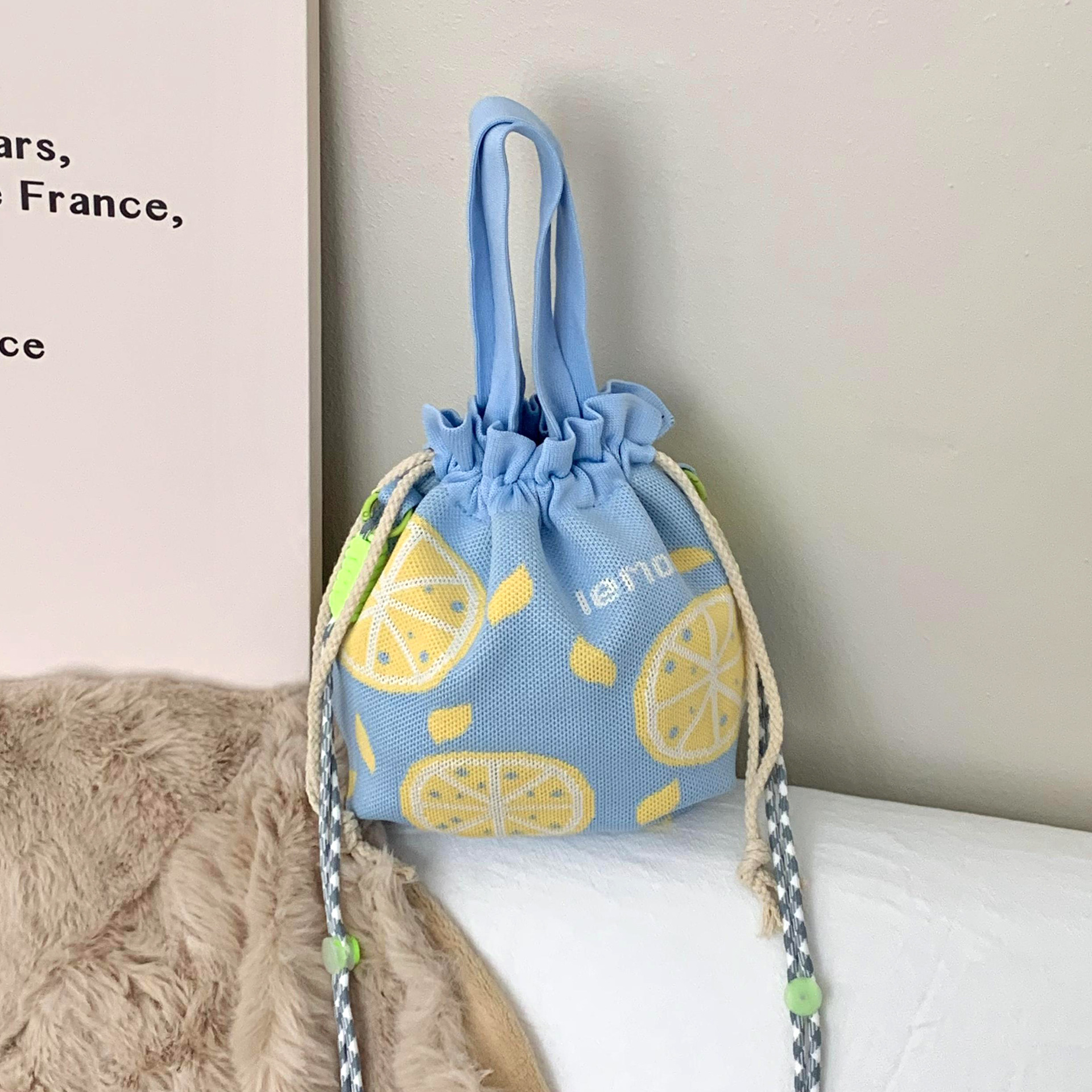 Bolsa de mano de mujer, nueva bolsa de regalo de vacaciones de gran capacidad, bolsa de tejido portátil, bolsa de cubo, bolsa de almuerzo, bolsa de mochila