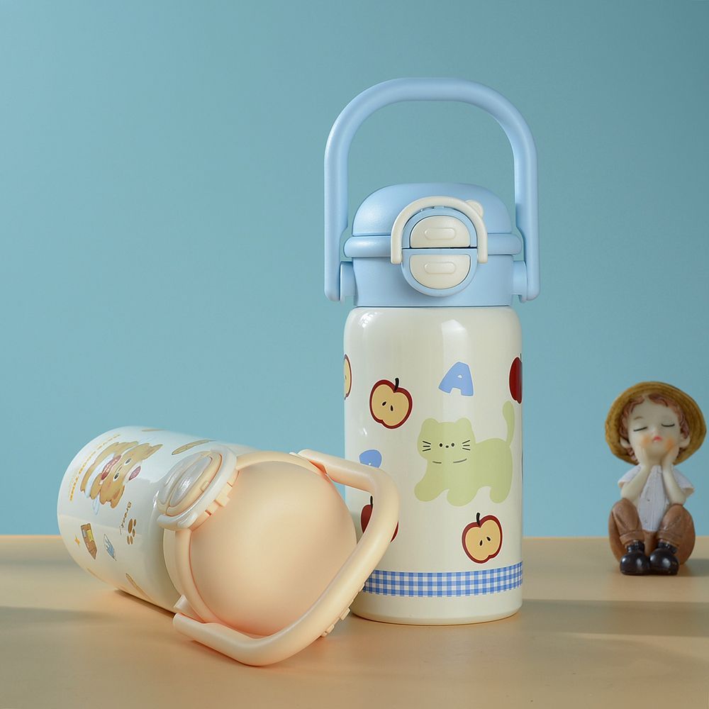 保温杯女生冬日高颜值316不锈钢杯可爱猫猫新款学生双饮吸管水杯