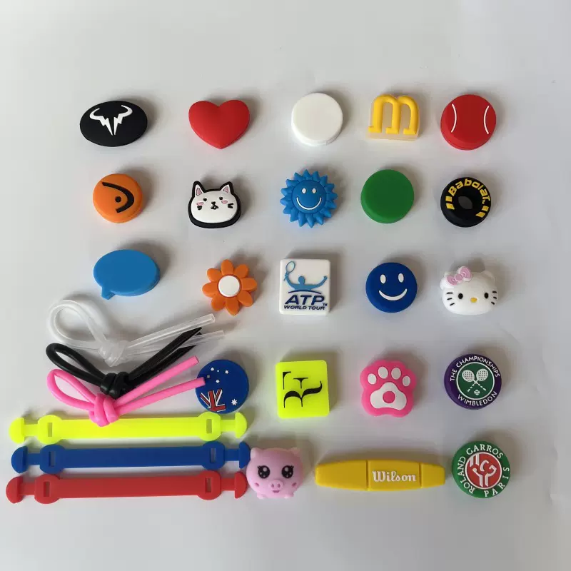 跨境现货多款式混批网球拍硅胶减震器球拍避震器PVC软胶缓冲防震