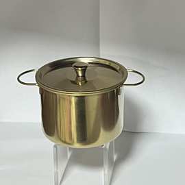 网红不锈钢餐具玩具套装儿童仿真锅具厨具金色过家家迷你厨房玩具