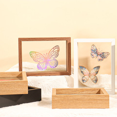 簡約創意雙面玻璃擺台北歐風格相框立體多色款畫框透明框架相框