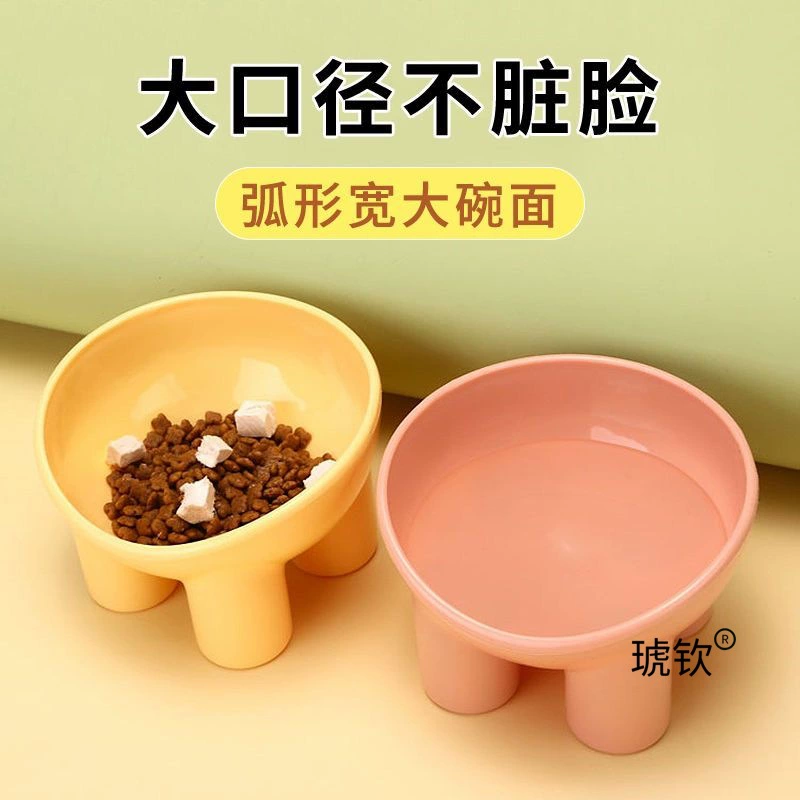 Новая миска для кошек, цвет макарон, высокая защитная миска для шеи, наклонная миска для питьевой воды, миска для кошачьего корма, противоударная миска для собак, миска для кошачьего риса