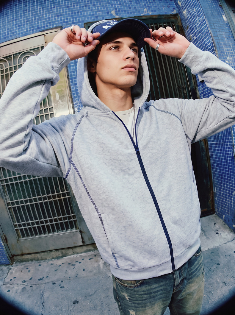 Inflation 325g Fleece Color-Block Zip Hoodie
