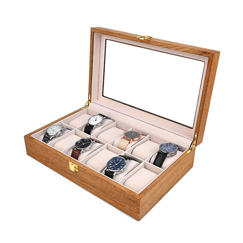 New 12-bit watch box retro wooden watch storage box display European style flip wooden box dropshipping