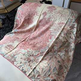 新款植物园图案复古文艺个性气质优雅女真丝大方巾桑蚕丝围巾披肩