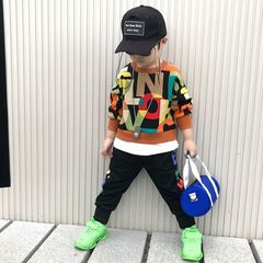 男の子春秋セットアップ 子供韓国風おしゃれスウェット ベビー秋ツーピースセット 綿服 トレンド親子韓国風
