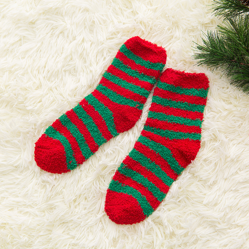 冬の靴下サンゴのベルベットのクリスマスの靴下の子供のサンタクロースの家の保温の床の靴下のヘラジカの漫画の睡眠の靴下|undefined