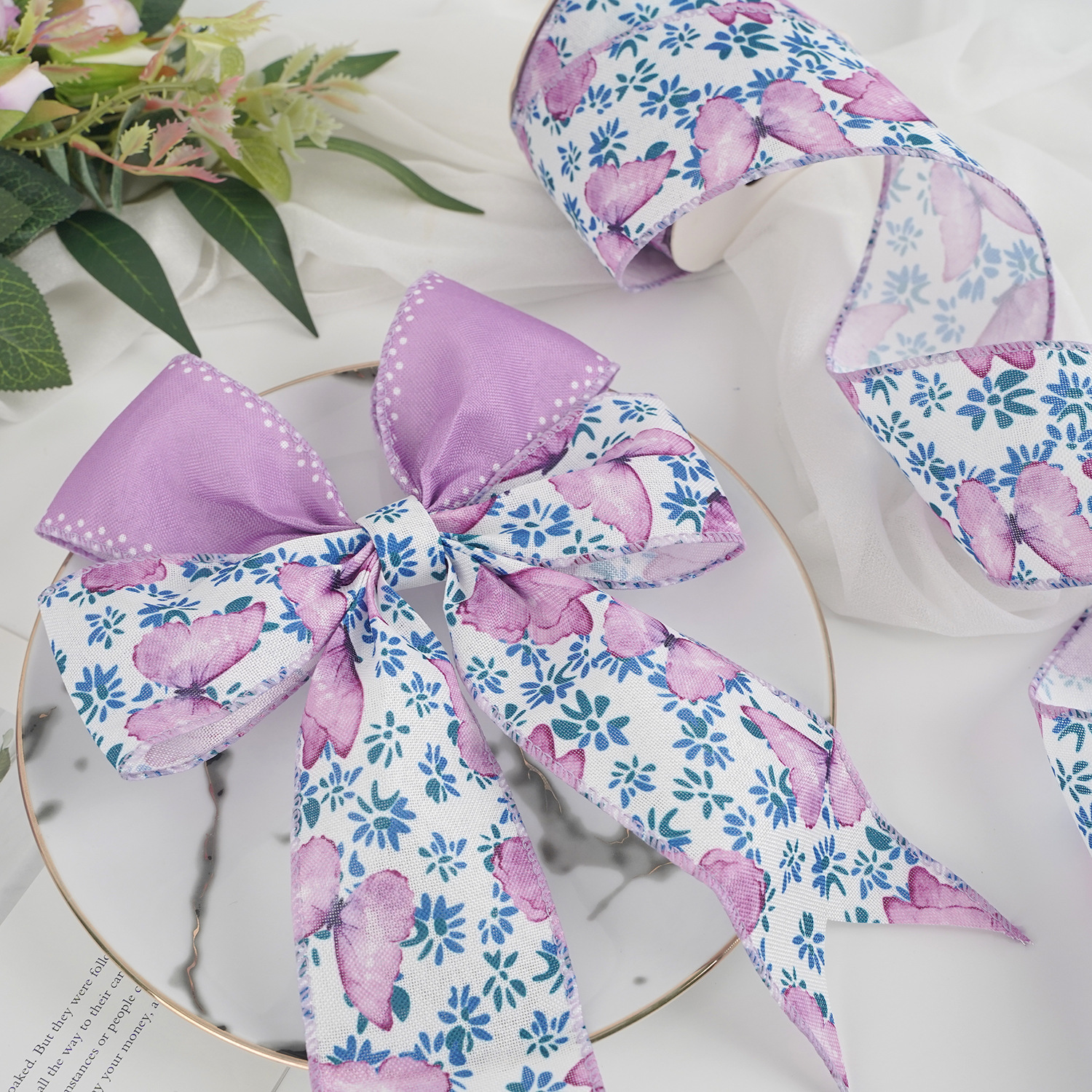 Cintas de borde de alambre personalizadas de verano arco temático Cintas de caucho imitación de cáñamo cintas de decoración de embalaje de regalos cintas de color