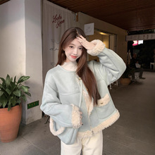 实拍 2025年冬季新款韩系毛茸茸皮毛一体羊羔毛外套+包包 女装